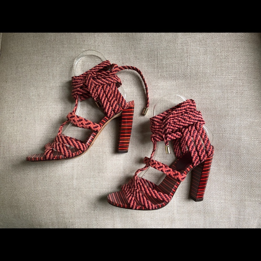 Jimmy Choo Sandals Ankle Wrap Heels Stripe Trix 6 - Picture 4 of 8